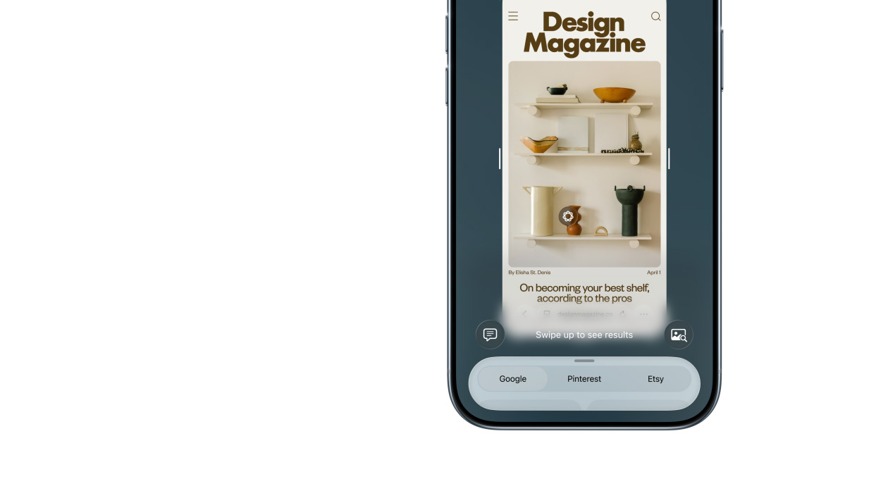 جهاز iPhone Air، الجزء الأمامي الخارجي، ميزة الذكاء المرئي قيد الاستخدام، الأزرار الجانبية