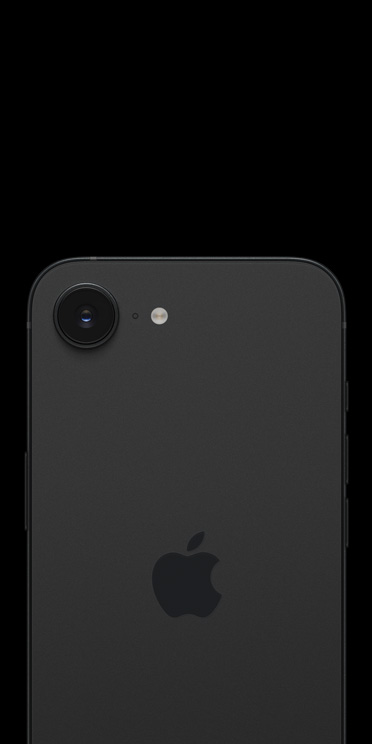 iPhone Air en acabado negro espacial, parte exterior que muestra el sistema avanzado de cámara dual, objetivo dos en uno, LiDAR, flash y micrófono