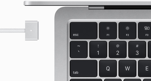 MacBook Air in Silver colour with colour-matched MagSafe cable
