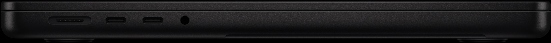 Ľavá strana: MagSafe, dva porty Thunderbolt a konektor na slúchadlá