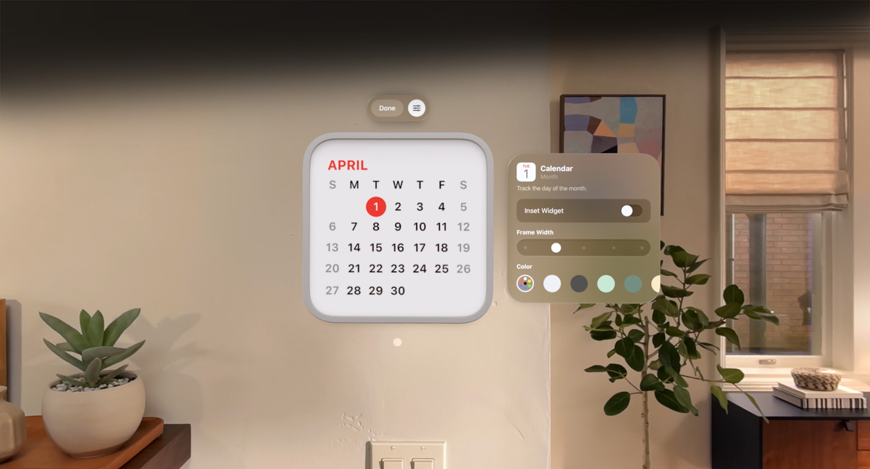 Calendar widget reading 
