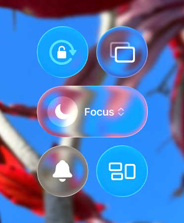 Translucent controls, like portrait orientation lock, screen mirroring, Focus and more