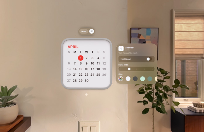 Calendar widget reading 