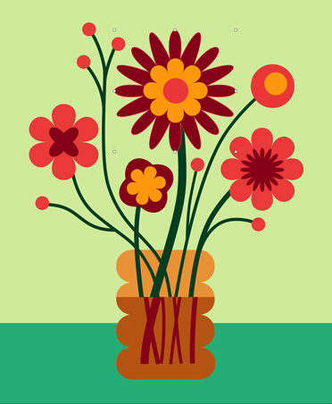 Illustration colorée de fleurs, outils de dessin de Pixelmator Pro
