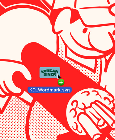 Illustration rouge de style dessin animé pour un restaurant coréen